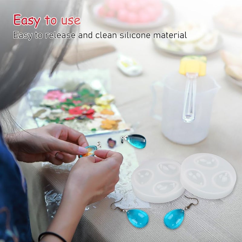 Comidox 2Pcs Silicone Pendant Water Drop Gem Mold Resin Casting Pendant Tool with Hole - Image 4